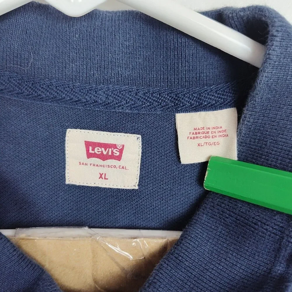 Levi's‎ Polo Shirt Men's Size XL Navy Blue Embroidered Logo Short Sleeves
